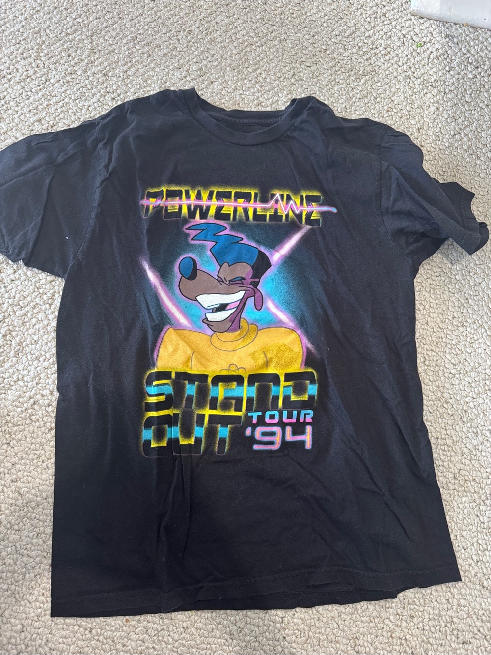 Disney Black Graphic 'Stand Out Tour '94 tee powerline goofy movie